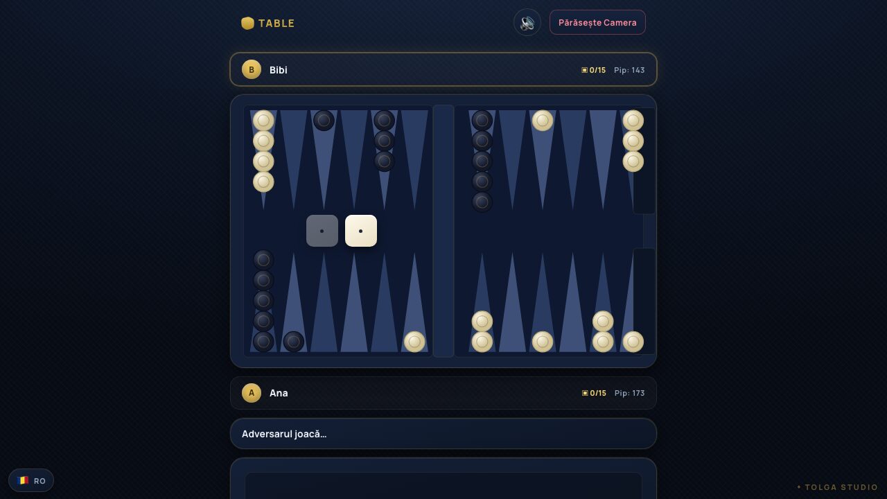 Previzualizare Table online — tablă de table cu zaruri